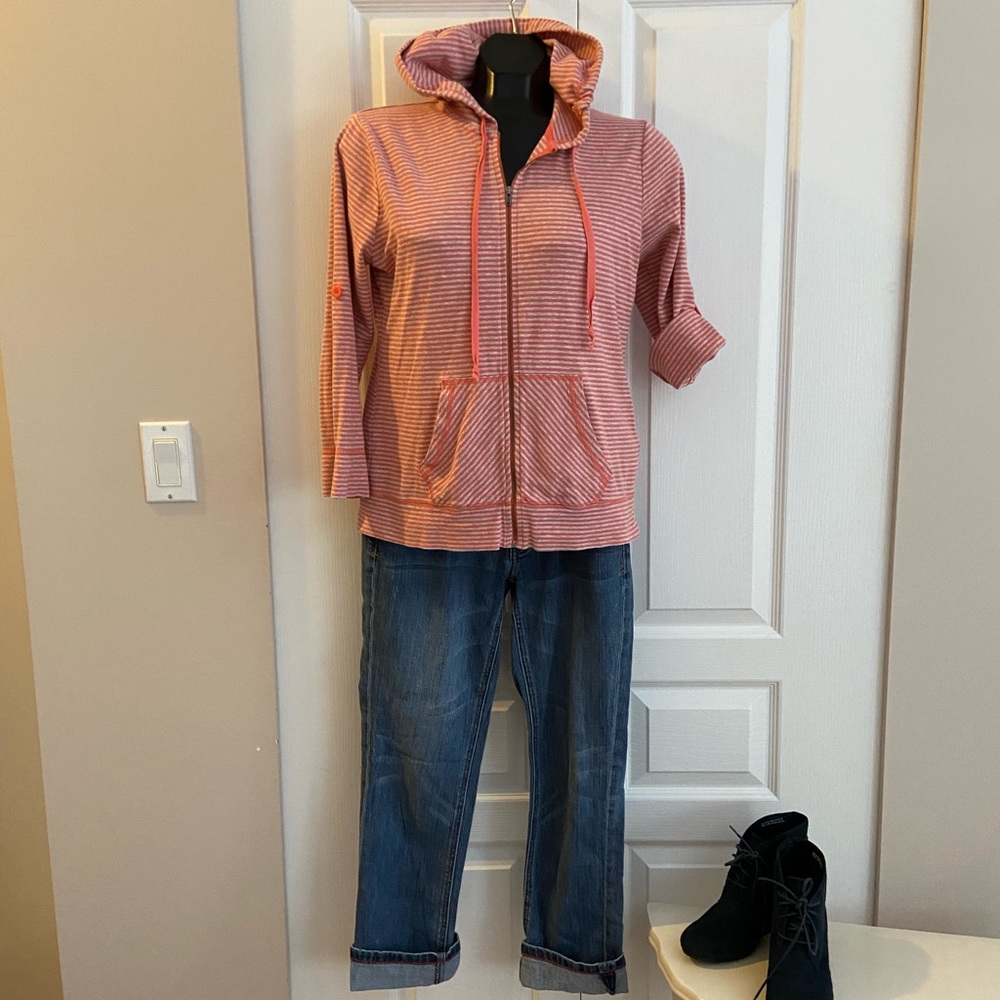 Caslon light cotton hoodie w ¾ sleeves